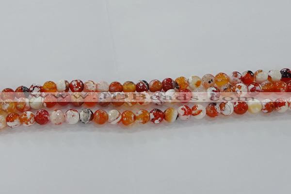 CAG9014 15.5 inches 6mm faceted round fire crackle agate beads