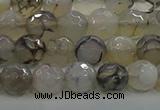 CAG9036 15.5 inches 8mm faceted round dragon veins agate beads