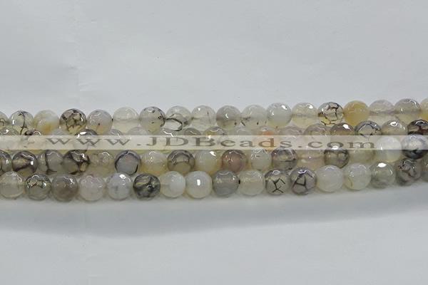 CAG9036 15.5 inches 8mm faceted round dragon veins agate beads