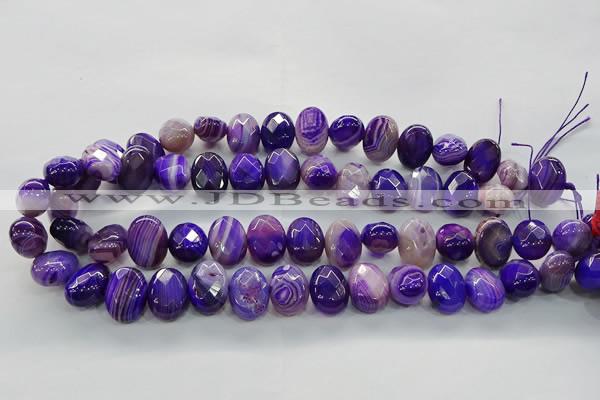 CAG9049 15.5 inches 13*18mm faceted oval line agate beads