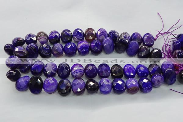 CAG9055 15.5 inches 15*20mm faceted oval line agate beads