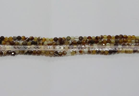 CAG9211 15.5 inches 4mm faceted round line agate gemstone beads