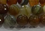 CAG9214 15.5 inches 10mm faceted round line agate gemstone beads