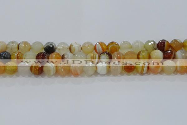 CAG9223 15.5 inches 10mm faceted round line agate beads wholesale