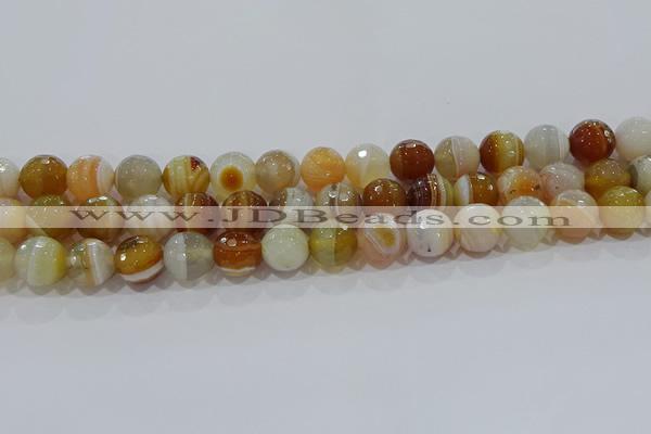 CAG9224 15.5 inches 12mm faceted round line agate beads wholesale