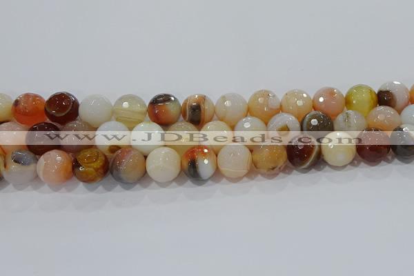 CAG9225 15.5 inches 14mm faceted round line agate beads wholesale