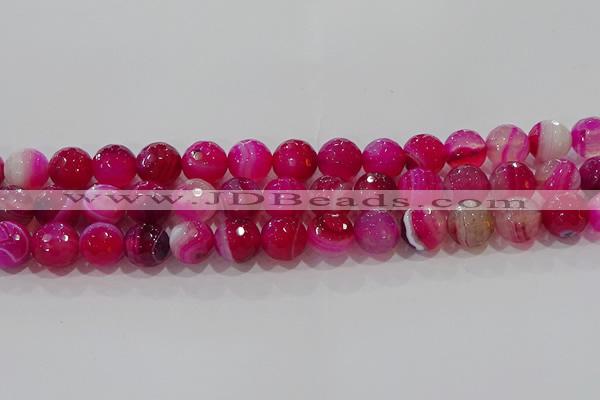 CAG9243 15.5 inches 12mm faceted round line agate beads wholesale