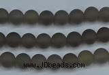 CAG9310 15.5 inches 4mm round matte grey agate beads wholesale