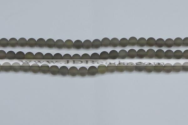 CAG9312 15.5 inches 8mm round matte grey agate beads wholesale