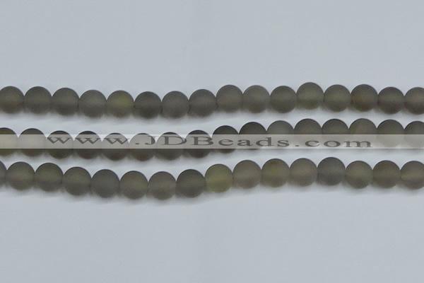 CAG9315 15.5 inches 14mm round matte grey agate beads wholesale