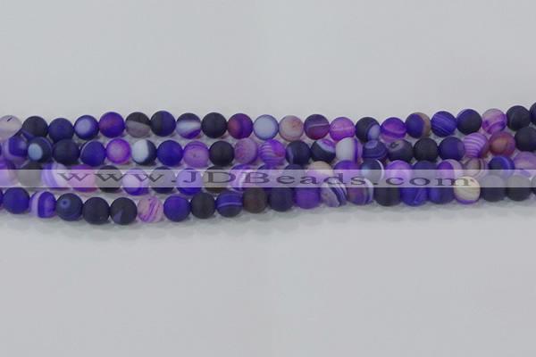 CAG9320 15.5 inches 6mm round matte line agate beads wholesale