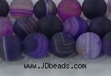 CAG9321 15.5 inches 8mm round matte line agate beads wholesale