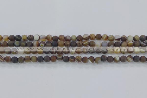 CAG9337 15.5 inches 6mm round matte line agate beads wholesale