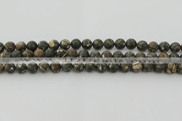 CAG9383 15.5 inches 10mm round matte turritella agate beads