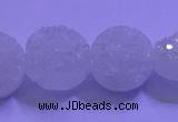 CAG9428 7.5 inches 10mm coin white plated druzy agate beads