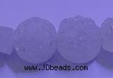 CAG9429 7.5 inches 12mm coin white plated druzy agate beads