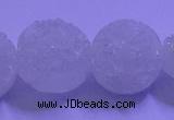 CAG9430 7.5 inches 14mm coin white plated druzy agate beads