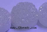 CAG9435 7.5 inches 30mm coin white plated druzy agate beads