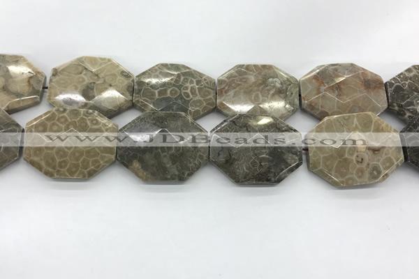 CAG9443 33*45mm - 35*48mm faceted octagonal chrysanthemum agate beads