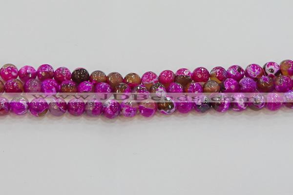 CAG9468 15.5 inches 10mm faceted round fire crackle agate beads