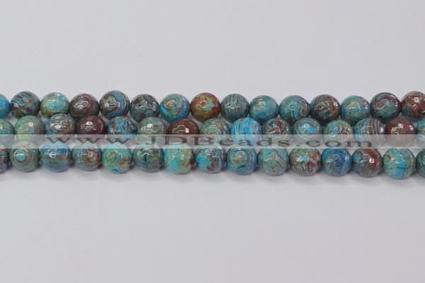 CAG9483 15.5 inches 10mm faceted round blue crazy lace agate beads