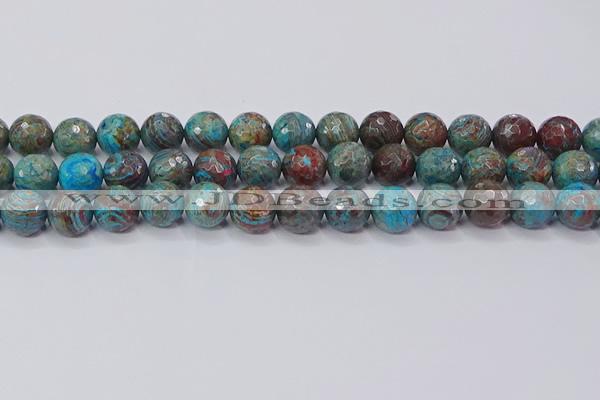 CAG9484 15.5 inches 12mm faceted round blue crazy lace agate beads