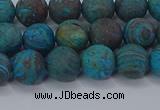 CAG9494 15.5 inches 8mm round matte blue crazy lace agate beads