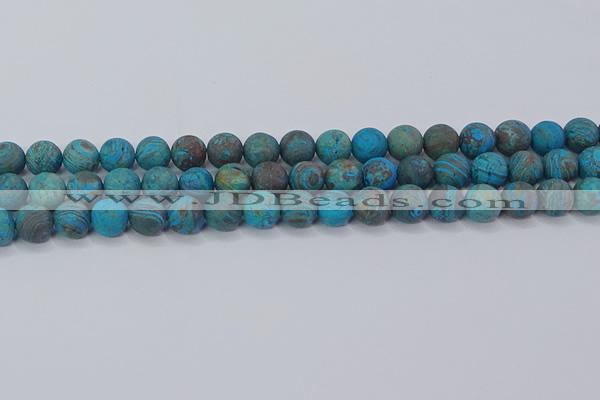 CAG9495 15.5 inches 10mm round matte blue crazy lace agate beads