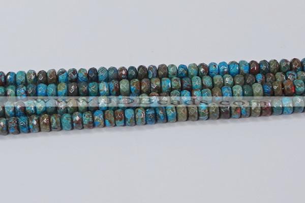 CAG9504 15.5 inches 5*8mm faceted rondelle blue crazy lace agate beads