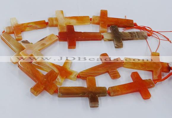 CAG9628 15.5 inches 32*48mm - 35*50mm cross dragon veins agate beads