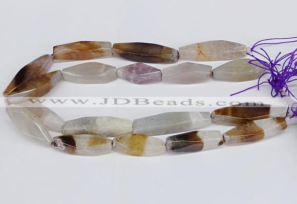 CAG9636 15.5 inches 12*45mm - 12*50mm freeform agate beads