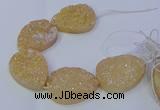 CAG9671 7.5 inches 30*40mm teardrop champagne plated druzy agate beads