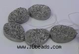 CAG9672 7.5 inches 30*40mm teardrop silver plated druzy agate beads