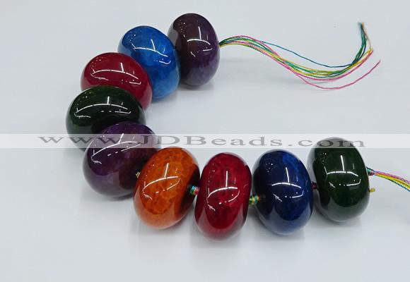 CAG9686 7.5 inches 20*35mm rondelle agate gemstone beads