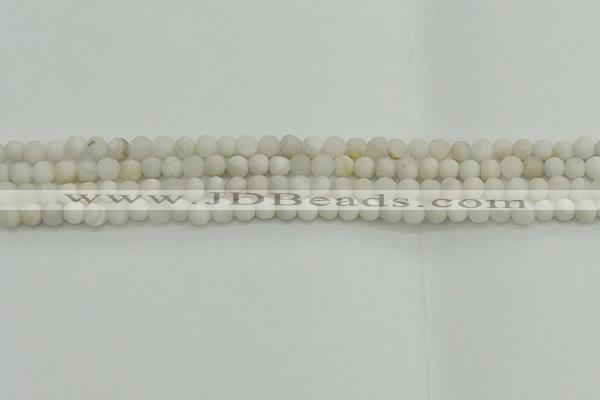 CAG9700 15.5 inches 4mm round matte grey agate beads wholesale