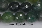 CAG9827 15.5 inches 12mm faceted round moss agate beads