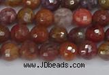 CAG9845 15.5 inches 4mm faceted round red moss agate beads