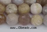 CAG9855 15.5 inches 10mm faceted round ocean fossil agate beads