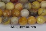 CAG9869 15.5 inches 6mm faceted round yellow crazy lace agate beads