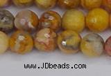 CAG9870 15.5 inches 8mm faceted round yellow crazy lace agate beads