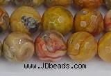 CAG9872 15.5 inches 12mm faceted round yellow crazy lace agate beads