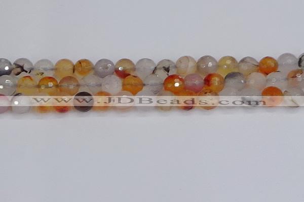 CAG9892 15.5 inches 10mm faceted round dendritic agate beads