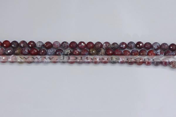 CAG9904 15.5 inches 6mm faceted round red lightning agate beads