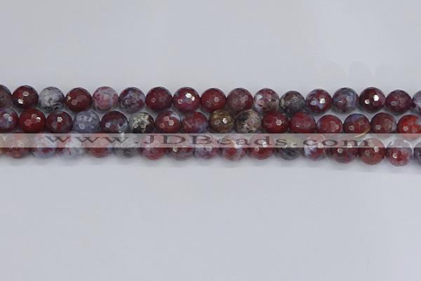 CAG9905 15.5 inches 8mm faceted round red lightning agate beads