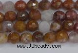 CAG9910 15.5 inches 4mm faceted round red moss agate beads