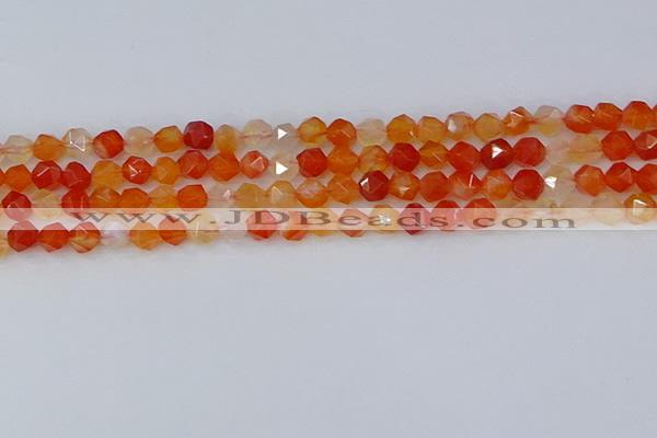 CAG9975 15.5 inches 6mm faceted nuggets red agate beads