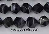 CAG9982 15.5 inches 8mm faceted nuggets black line agate beads