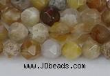 CAG9993 15.5 inches 6mm faceted nuggets ocean fossil agate beads