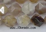 CAG9995 15.5 inches 10mm faceted nuggets ocean fossil agate beads