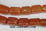 CAJ151 15.5 inches 10*13mm cuboid red aventurine jade beads